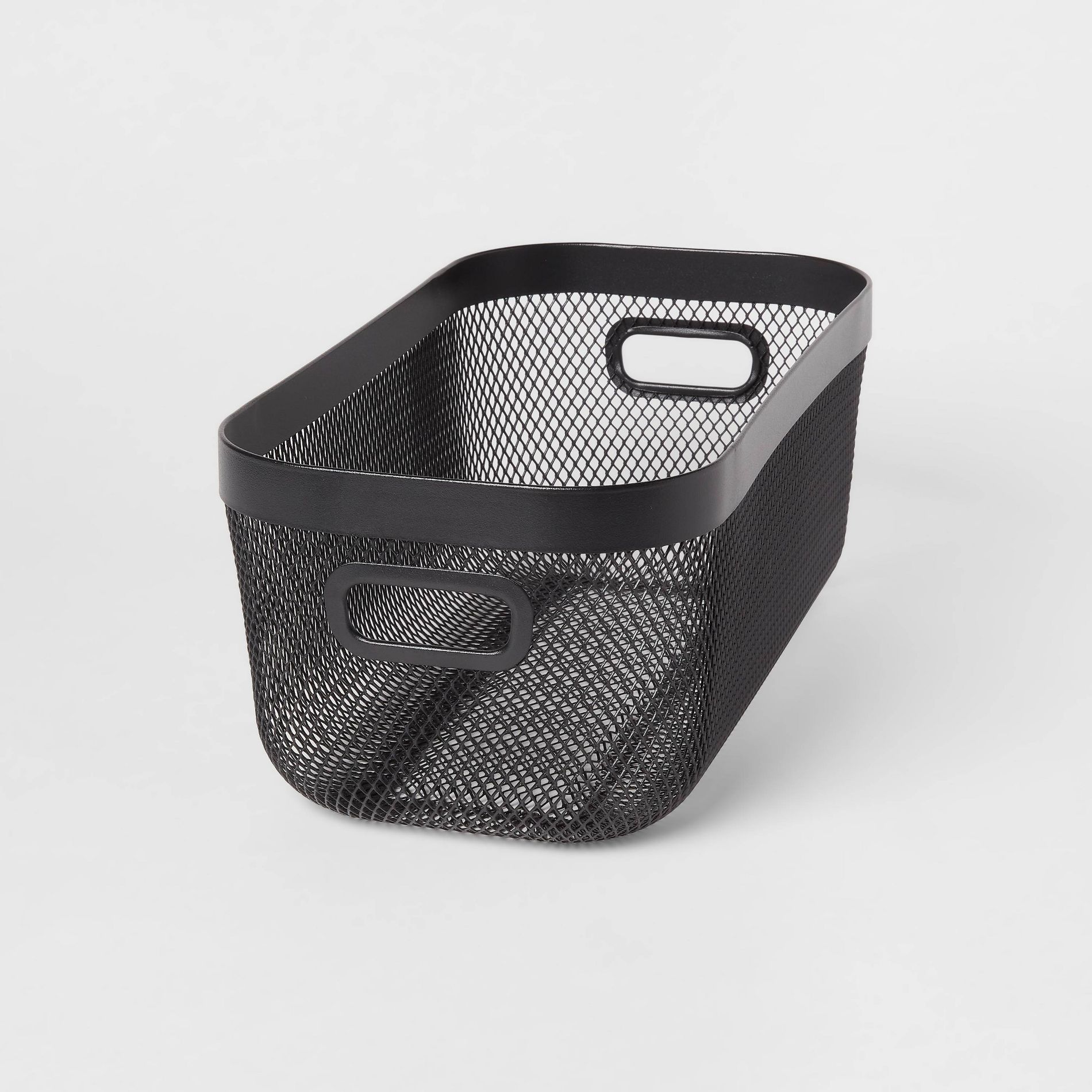 Metal Mesh Media Bin Black - Brightroom™: Steel Wire Basket with Handles, Rectangular Storage, 12.06" x 6.06" x 4.78"