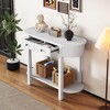 HDZNVF Elegant Retro Console Table with Curved Design and Smooth Glaze, Antique White - 3 of 4