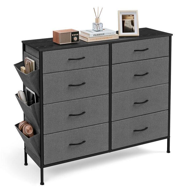 SONGMICS 8 Dresser for Bedroom, Chest Side Pockets, Drawer Dividers, Fabric Storage Organizer for Closet, Charcoal Slate Gray, 2 of 10