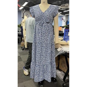 Women Summer Bohemian Floral Casual Wrap Midi Sun Dress - 1 of 4