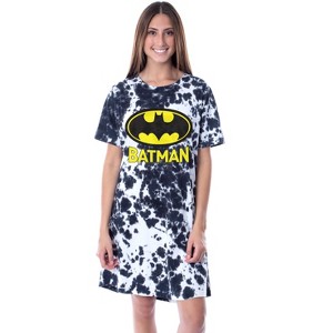 DC Comics Batman Womens' Bat Symbol Nightgown Sleep Pajama Shirt Tie-Dye Multicolored - 1 of 3