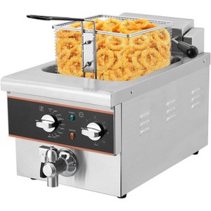 Dual Tank Electric Deep Fryer, Commercial Countertop Fryer with Faucet, Stainless Steel Oil Drain & Timer for Home and Restaurant Use - 1 of 4