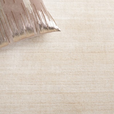 Beige Hand-Loomed Wool and Viscose Area Rug