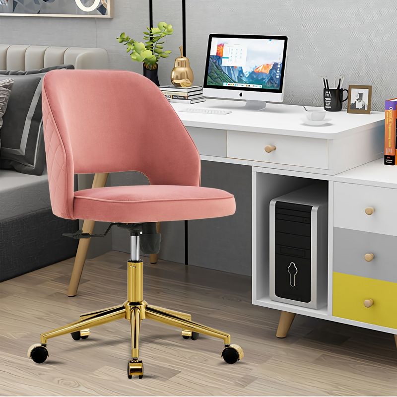 Modern Upholstered 360° Swivel Office Chair with Adjustable Height – ModernLuxe, 1 of 11