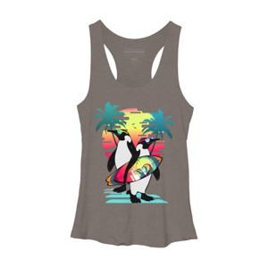 Women's Design By Humans Penguin Summer Vacation By clingcling Racerback Tank Top - 1 of 3