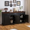 CIPACHO Black Fluted 63" Sideboard Buffet - 4 Doors 3 Drawers, Farmhouse Wood Storage for Living/Dining/Entryway - 4 of 4