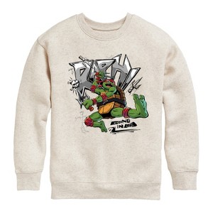 Boys' - Teenage Mutant Ninja Turtles - Raphael Going In Loud Graphic Long Sleeve Fleece Sweatshirt - 1 of 4