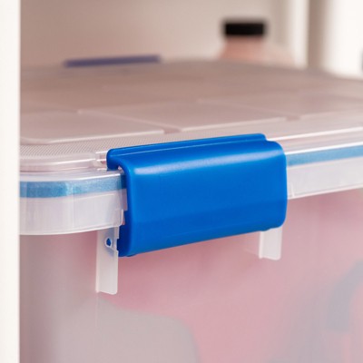 Clear and Blue 44 Quart Stackable Lidded Storage Boxes, 2 Pack
