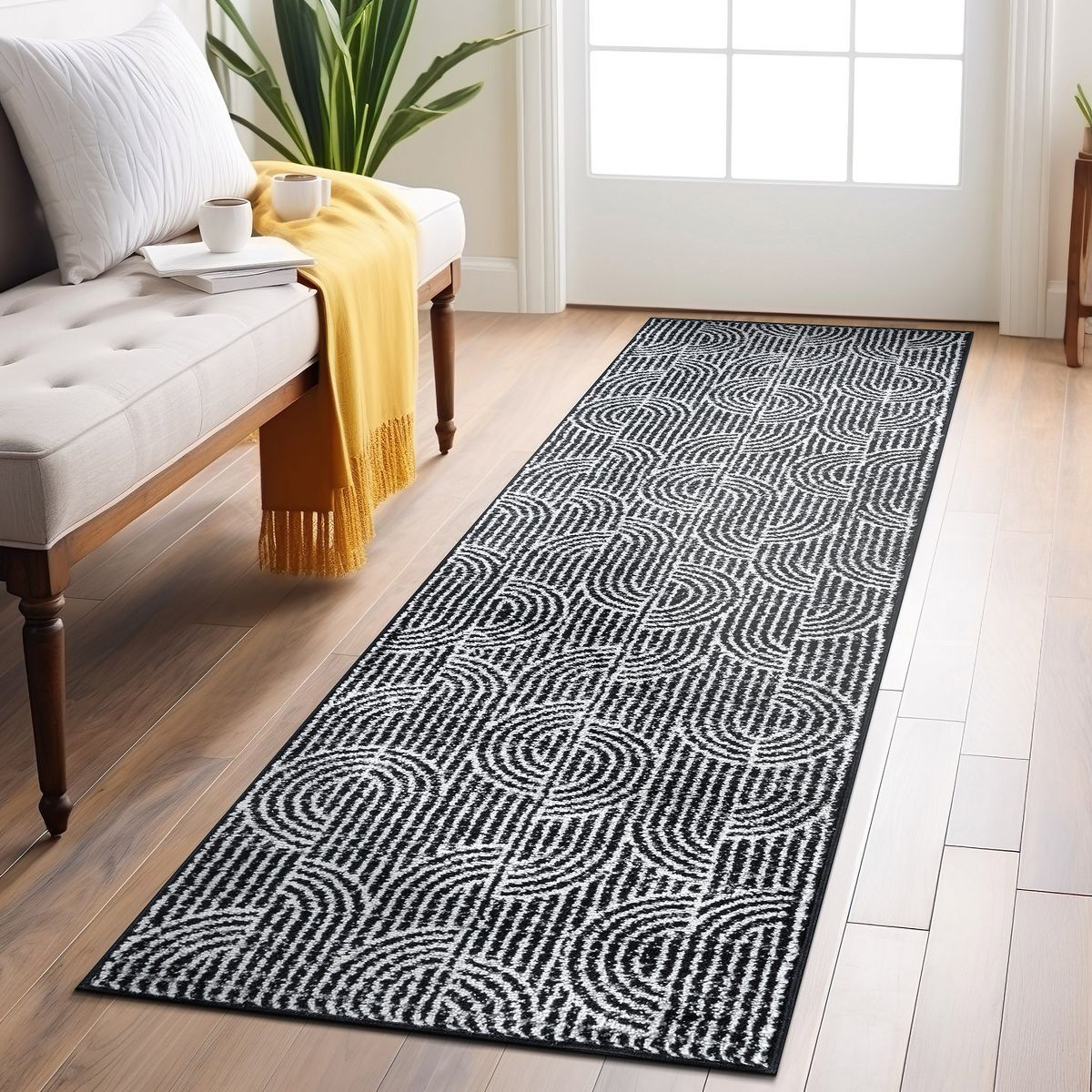 World Rug Gallery Modern Arch Pattern Stripe Area Rug: Geometric, Rectangle, Low Pile, Stain-Resistant - thumbnail 2