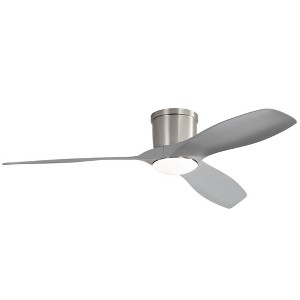 Wanze of Ocean 52 in. Modern Indoor Brushed Nickel 6-Speed Gray Blades FlushMount Ceiling Fan with 3-Color LED Dimmable Light - 1 of 4