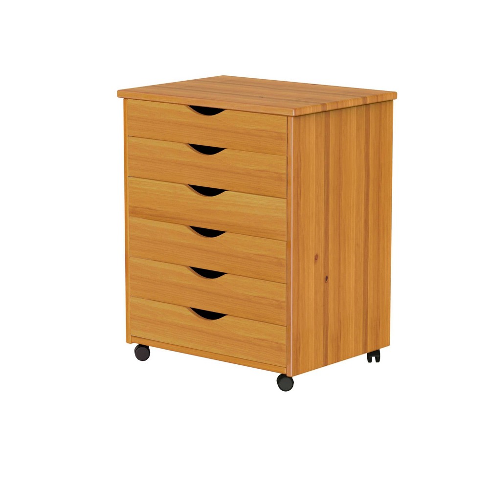 UPC 611041761524 product image for Adeptus Solid Wood 6 Drawer Wide Roll Cart Brown | upcitemdb.com