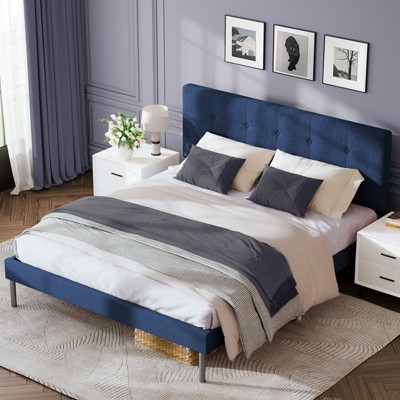 HYLEORY Bed Frame with Headboard, Upholstered Platform Bed Frame