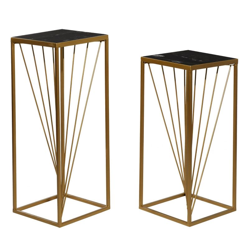 Set of 2 Contemporary Marble Accent Tables Gold - Olivia &#38; May, 1 of 6