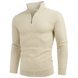 COOFANDY Men's Quarter Zip Sweaters Slim Fit Lightweight Cotton Knitted Casual Mock Neck Pullover Sweaters - 1 of 4