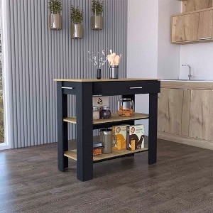 Depot E-Shop Kitchen Island 37" H, Two Open Storage Shelves, One Drawer, Four Legs,Towel Hanger - 1 of 4