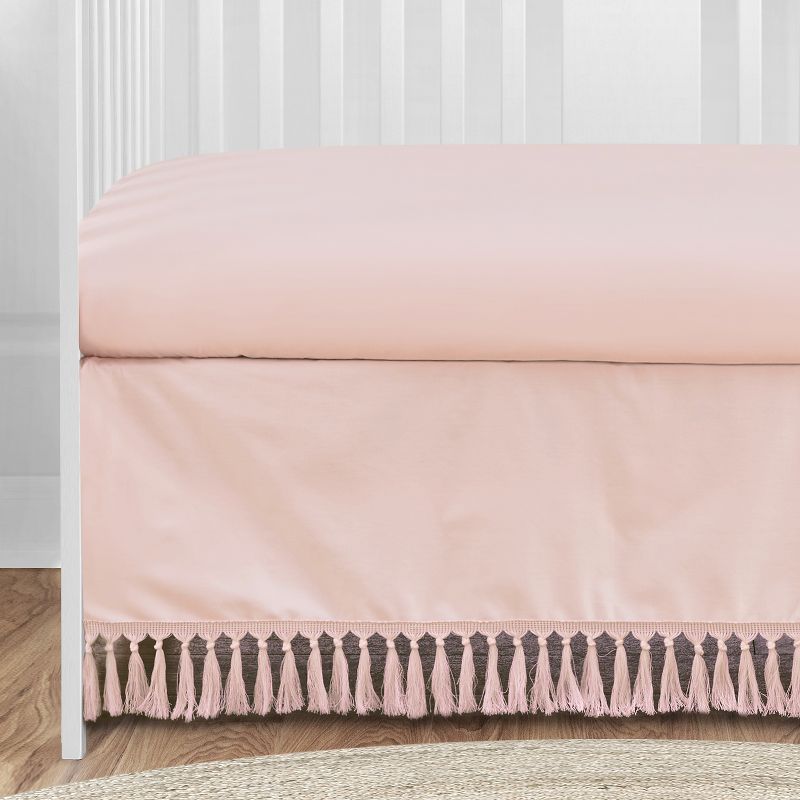 Sweet Jojo Designs Girl Baby Crib Bed Skirt Bohemian Collection Solid Blush Pink, 4 of 5