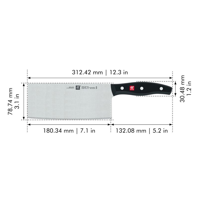 ZWILLING TWIN Signature Chinese Chef Knife, Chinese Cleaver Knife, 7-Inch, Stainless Steel, Black, 2 of 4