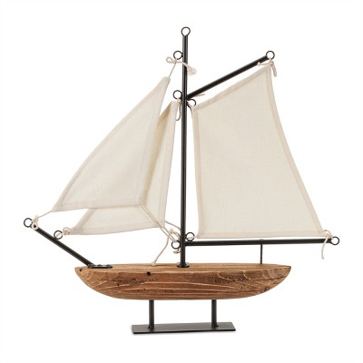 Wood and Iron Sailboat Sculpture 19.5"L