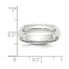 Black Bow Jewelry 2.5mm to 6mm 14K White Gold Half Round Ridged Edge Standard Fit Band - 3 of 4