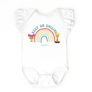 The Juniper Shop Mini Smiley Keep On Smiling Rainbow Flutter Sleeve Bodysuit - 1 of 4