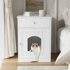 FURNIinspire Wooden Pet House Cat Litter Box Enclosure with Drawer, Side Table, Indoor Pet Crate, Cat Home Nightstand - 2 of 4