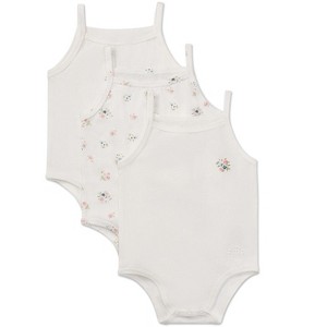 MiniMoi 3 Pair Baby Girls Combed Cotton Ditsy Floral Bodysuits - 1 of 4
