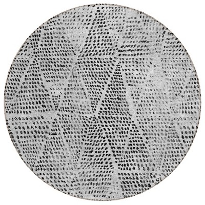 Pewter Charcoal And Ivory Geometric Washable Indoor Outdoor Area Rug