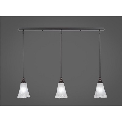 Toltec Lighting Any 3 - Light Chandelier in  Dark Granite with 5.5" Fluted Frosted Crystal Shade