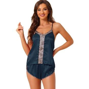 2 Piece Women's Summer Satin Cami Crop Top and Shorts Sleeveless Sleepwear  Pajamas Lounge Set Camisole Two Loungewear