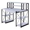 Royal Hampton Industrial Style Desk with 4 Open Selves and Bookcase Hutch, White - 3 of 4