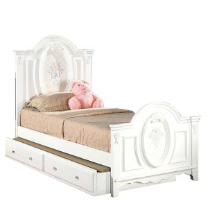 81" Full Bed Flora Bed White Finish - Acme Furniture: Cotton Upholstered, Underbed Storage, No Tools Assembly - 1 of 4