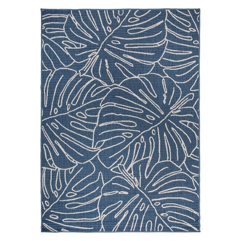 World Rug Gallery Floral Tropical Indoor/Outdoor Area Rug - Blue 7'10 x 10