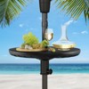 Tangkula Round Umbrella Table 20" Beach Umbrella Table w/1.5" Umbrella Hole Wood Grain Surface Height Adjustable Knob - 2 of 4