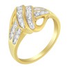 10K Yellow Gold Plated Silver 1.0 Cttw Diamond Flower Cluster Halo Floral Ring - 3 of 4