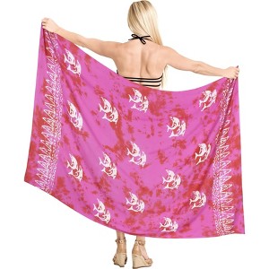 LA LEELA Women's Beach Wrap Bikini Swimwear Swim Cover Up Skirt Summer Wraps Beachwear Sarong Coverups Swimsuits for Women One Size Red,Fish - 1 of 4