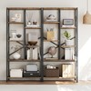 TROPOW Adjustable 5 Tier Open Bookcase, Rustic Farmhouse Book Shelves, Industrial Wood and Black Metal Bookshelves - 3 of 4