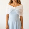 Anna-Kaci Sheer Organza Shoulder Shawl with Layered Ruffle Trim and Elegant Off-Shoulder Drape  14IN - White - 3 of 4