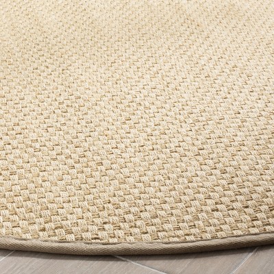 Natural Beige Cotton Round Area Rug with Non-slip Backing
