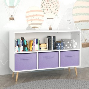 KTMBDW Kids Bookshelf and Toy Storage, Large 3 Tier Book Shelf for Kids Rooms, Baby Bookcase with 3 Fabric Drawers for Nursery, Playroom - 1 of 4