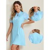 INSPIRE CHIC Women's Bow Tie Keyhole Neck Puff Sleeve Elegant Work Dress - 2 of 4