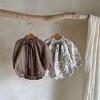 MyKids-USA New Arrival Baby Girls Vintage Floral/Plain Bow-Tie Lantern Sleeves Onesie - 4 of 4