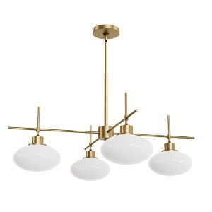 Hunter Fans 34" Luxe Gold Ceiling Light Chandelier - Modern Elegance for Dining Spaces - 4 Bulb Design with Milk Glass Diffuser - 1 of 1