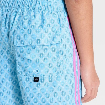 Art Class Boys' Geometric Swim Trunks with Side Taping and Built in Boxers - art class™ Blue/Pink M — фото 3