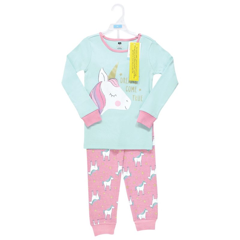 Hudson Baby Girl Cotton Pajama Set, Unicorn, 2 of 5