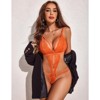 Clotth Women's Deep V Lace Teddy Bodysuit - Exquisite One Piece Lingerie, Babydoll Teddy Underwear - 2 of 4
