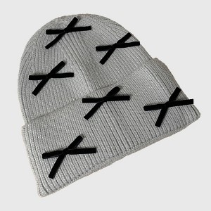 Anna-Kaci Women's Knitted Beanie with Black Bow Accents - Cute & Stylish Winter Hat for Cold Weather - 1 of 3