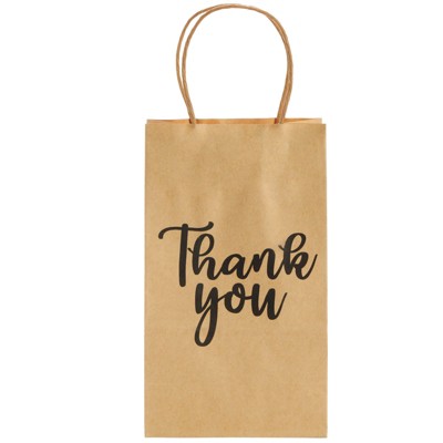 Brown Kraft Paper Thank You Gift Bags with Handles, 100-Pack