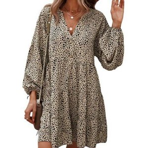 Women's Plus Size Dress Knee Length Wrap Min DressWomenyellow-cs X-Large - 1 of 1