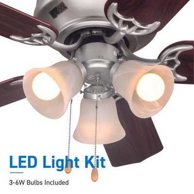 42" Silver Ceiling Fan with Reversible Walnut Blades and Lights