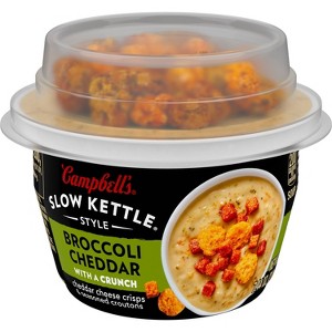 Campbell's Slow Kettle Style Broccoli Cheddar Soup with Croutons Microwavable Cup - 7.44oz - 1 of 4